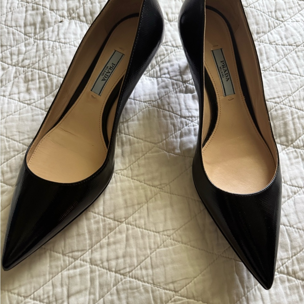 Prada Black Patent Leather Stiletto Heels